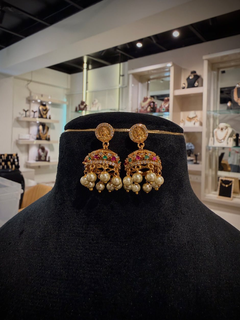 Lakshmi Ruby Pearldrop Necklace Set