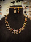 Ruby Flower Tear Drop Necklace Set