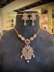Elegant CZ Cluster Necklace Set