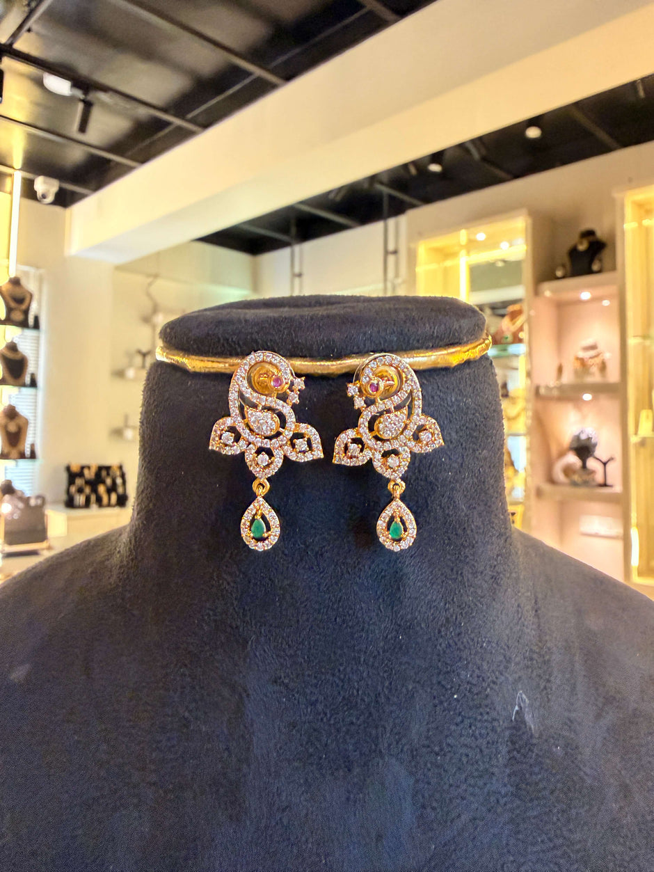 Elegant CZ Cluster Necklace Set