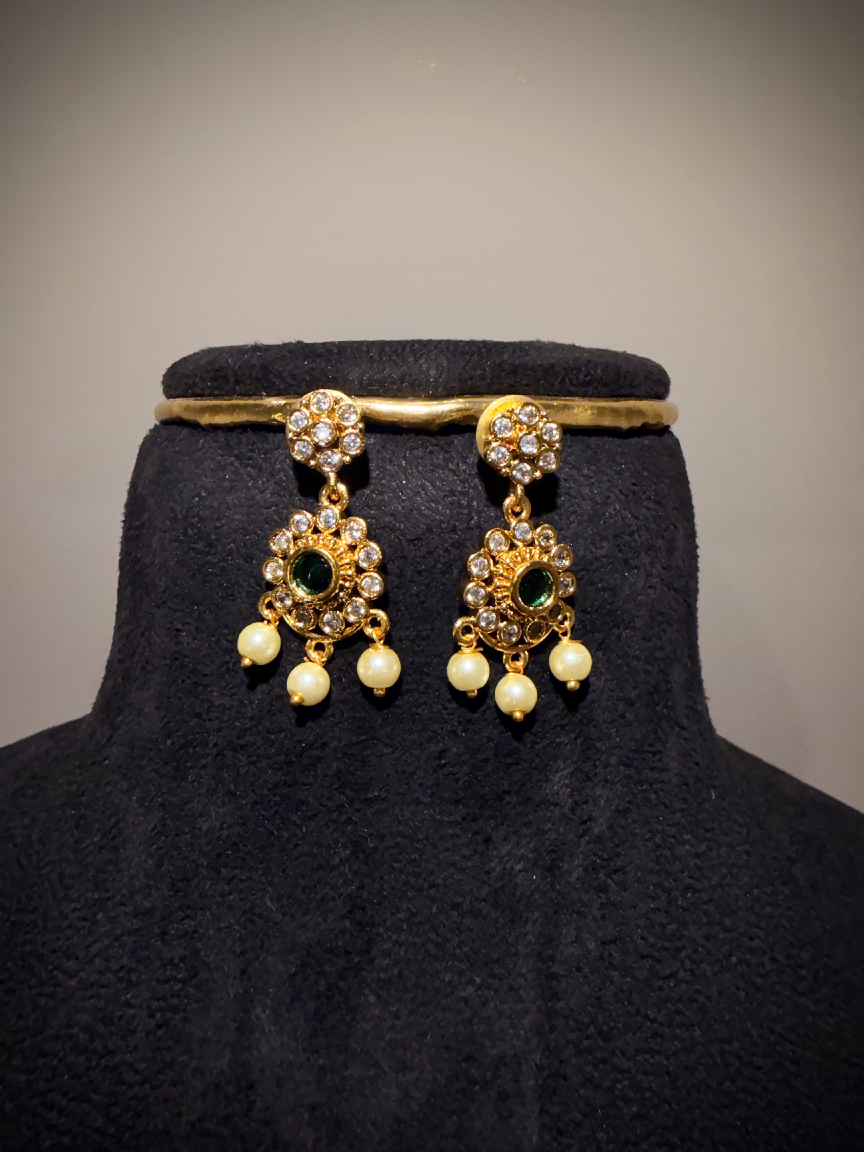 Antique Stone Pearl Drop Neckalce Set