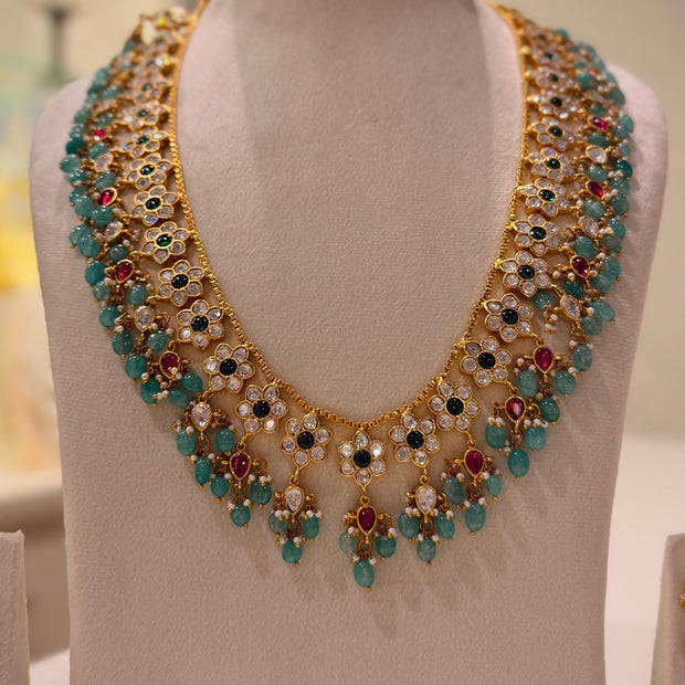 Multicolor Floral Jadau Necklace