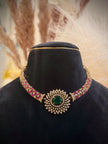Designer Ruby Emerald Hasli Necklace Set