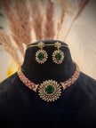 Designer Ruby Emerald Hasli Necklace Set