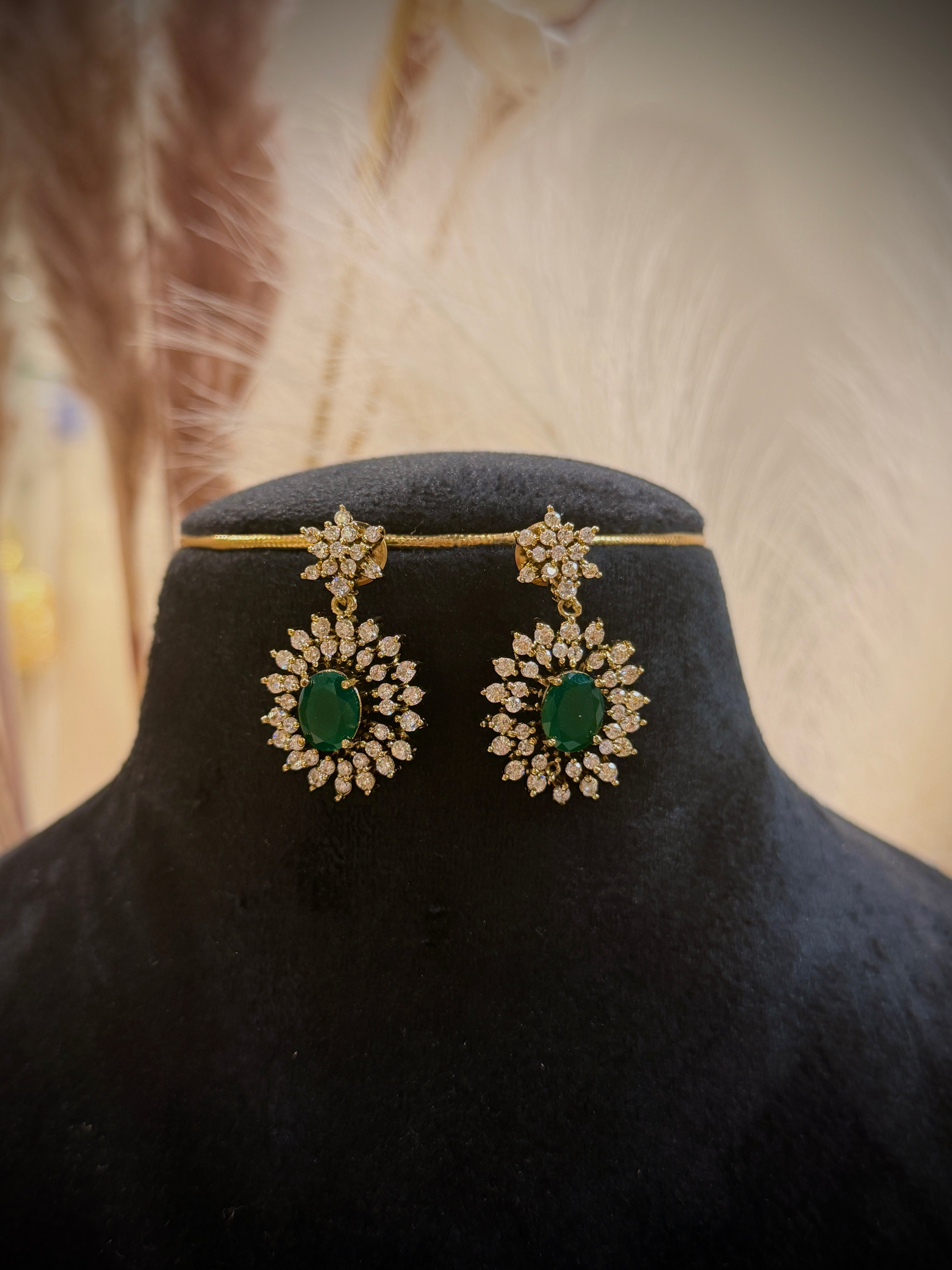 Designer Ruby Emerald Hasli Necklace Set