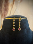 Emerald‑Ruby Double Layer Teardrop Choker Necklace Set