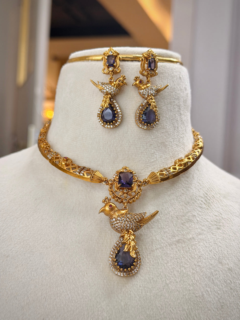Elegant Peacock Motif Necklace Set