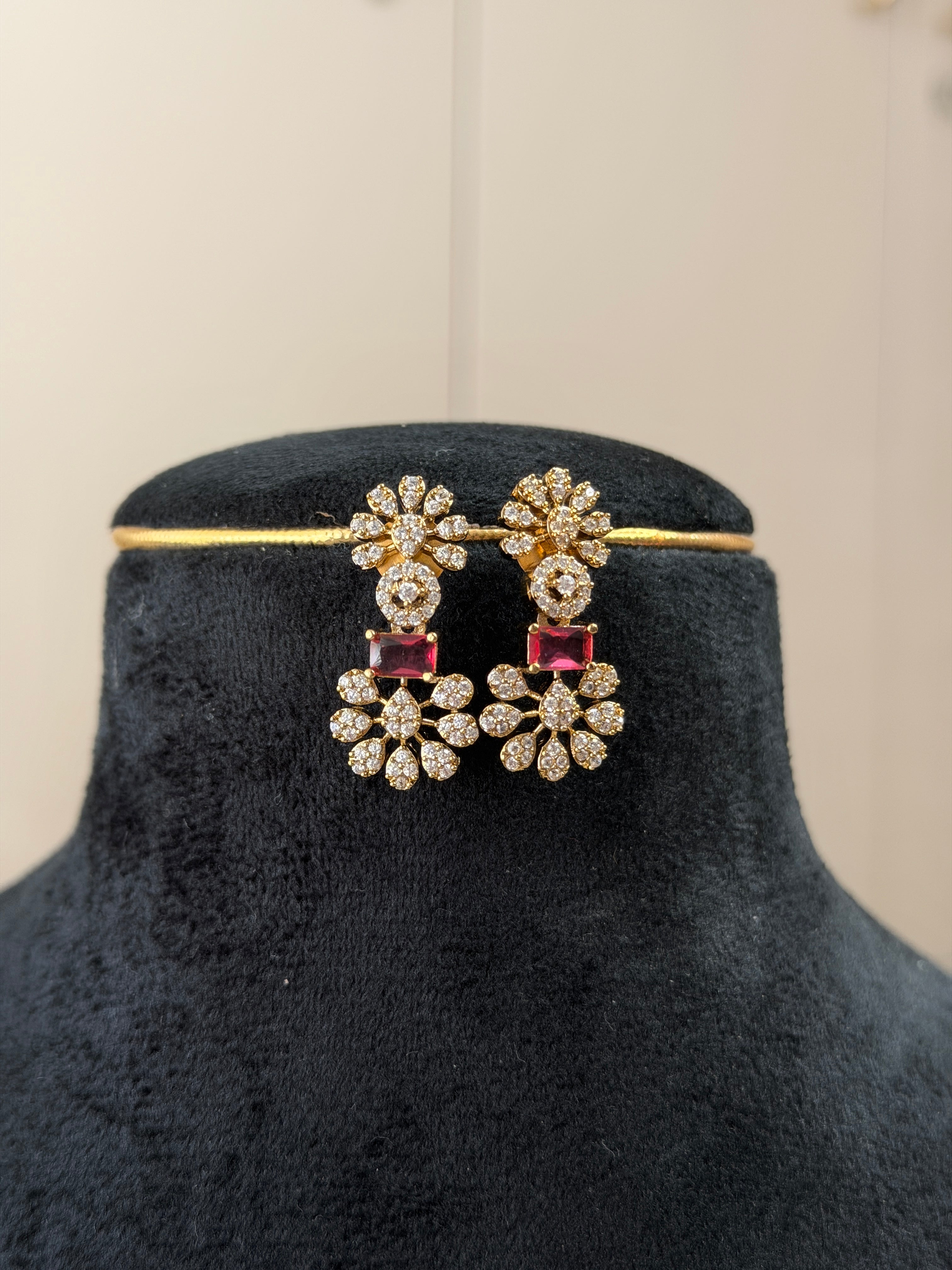 Navratna Floral Choker Necklace Set