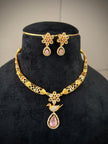 Pink TearDrop Bird Hasli Necklace Set
