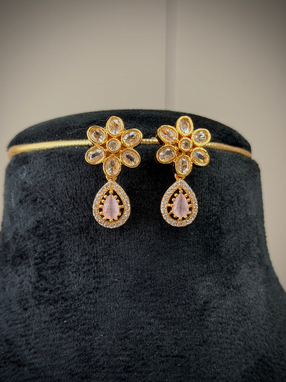 Pink TearDrop Bird Hasli Necklace Set
