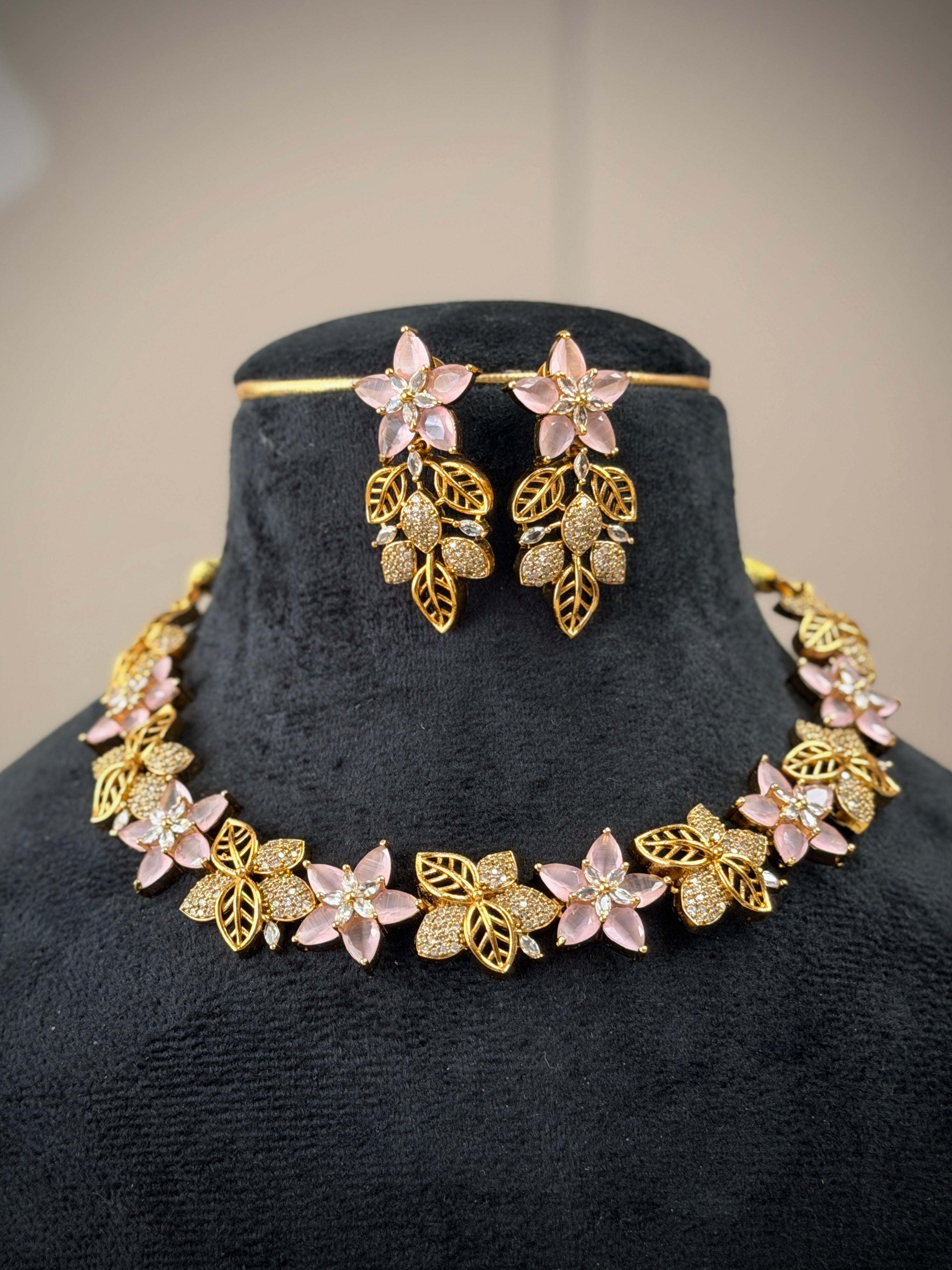 Blossom Crystal Flower Necklace Set