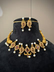 Royal Ruby Pearl Paisley Necklace Set