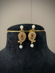 Royal Ruby Pearl Paisley Necklace Set