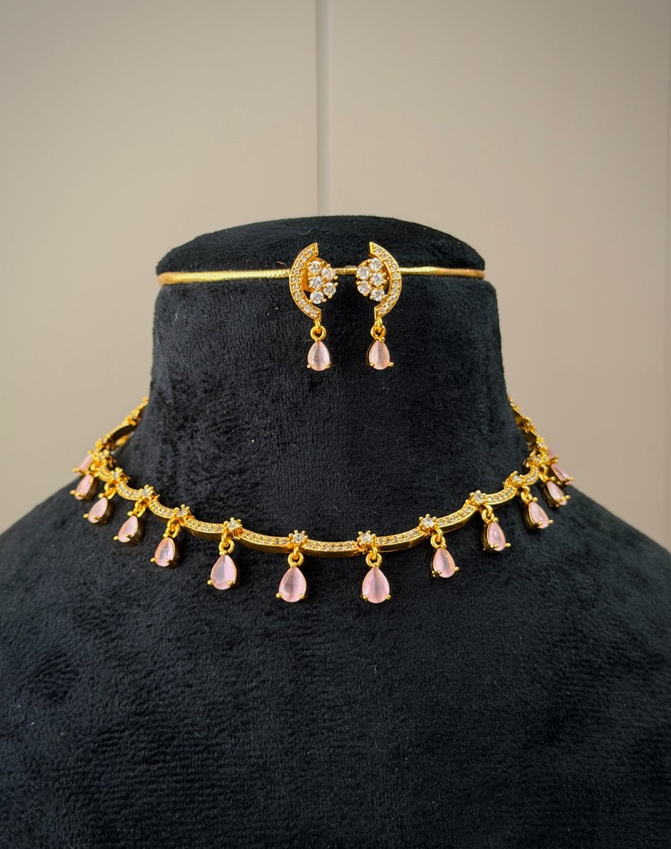 Tear Drop Stone Choker Necklace Set