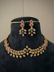 Ruby Green Leaf Necklace Set