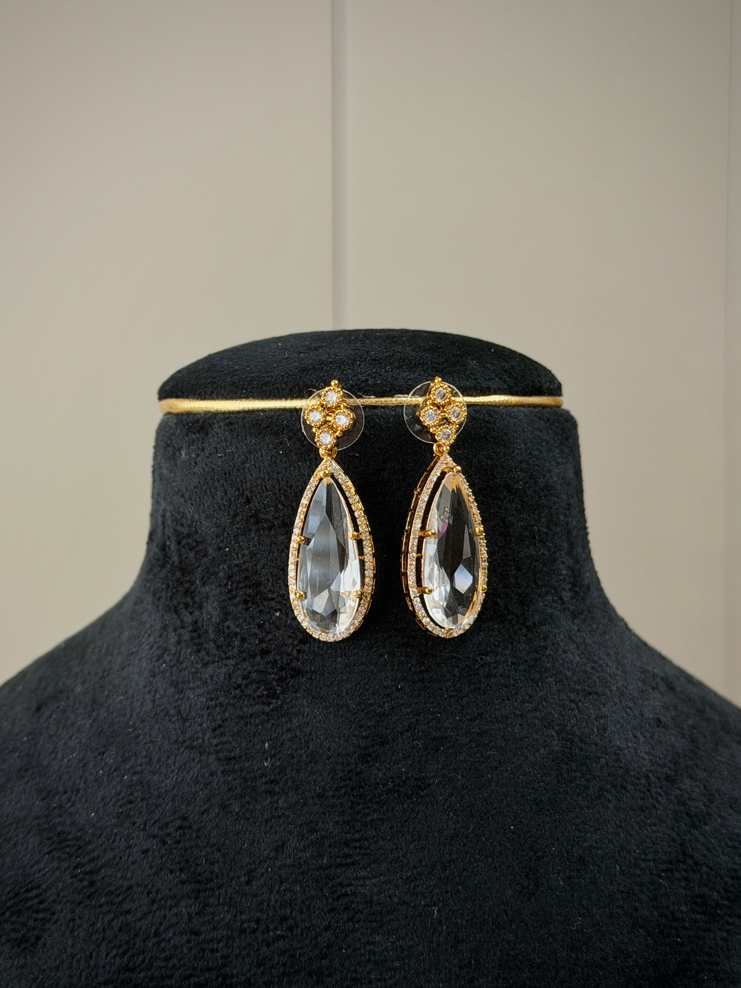 Smoky CZ Teardrop Necklace Set