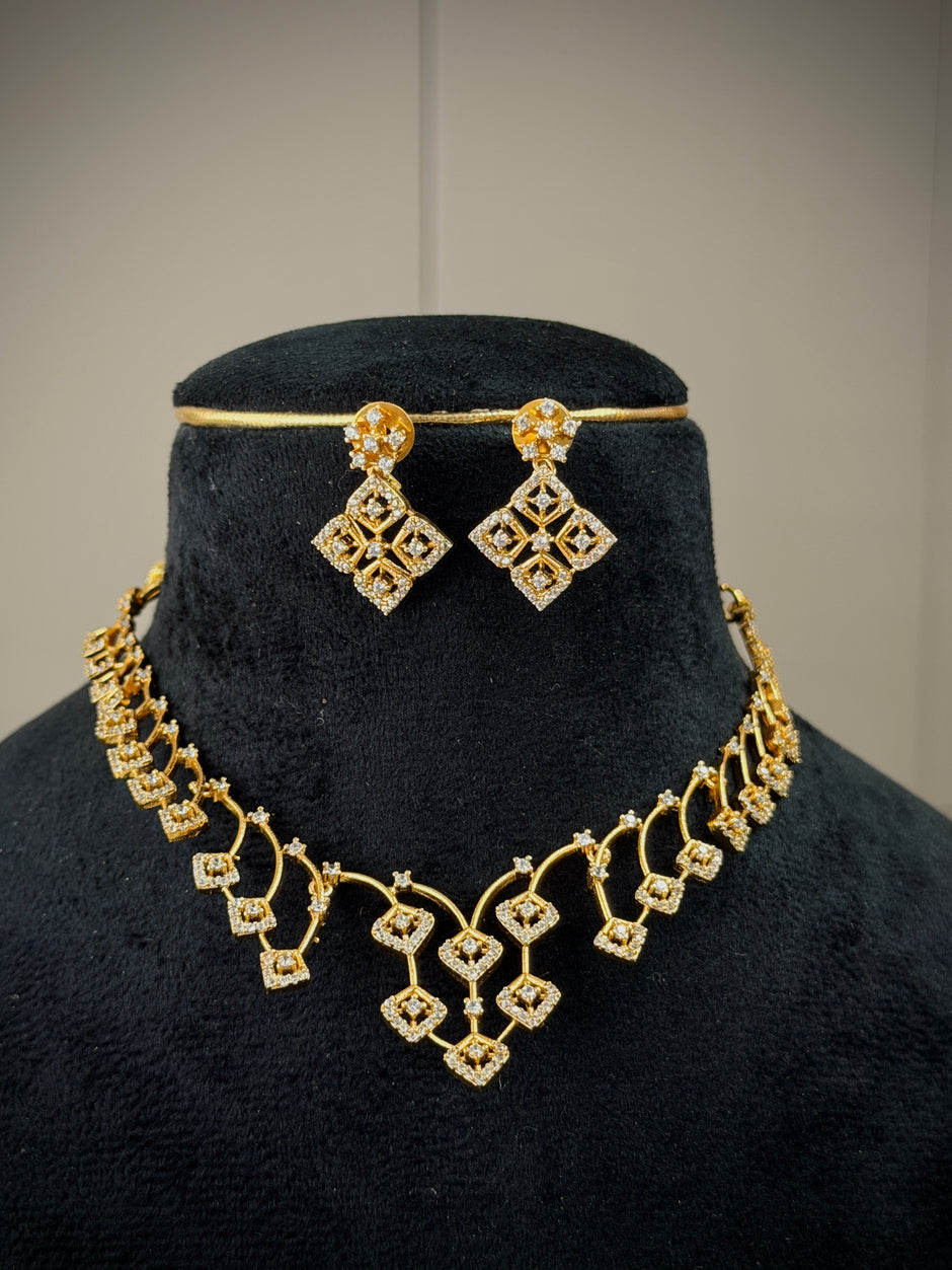 Geometric Square Necklace Set