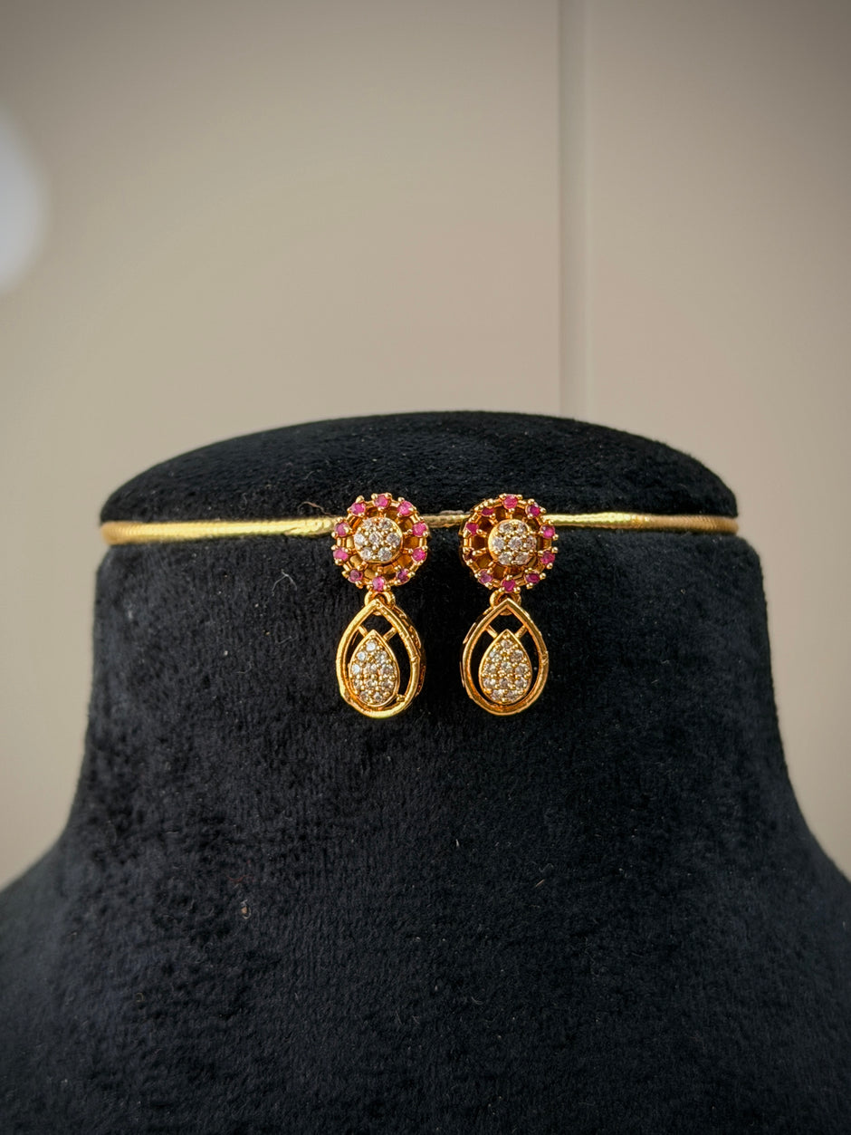 CZ Teardrop Short Necklace Set