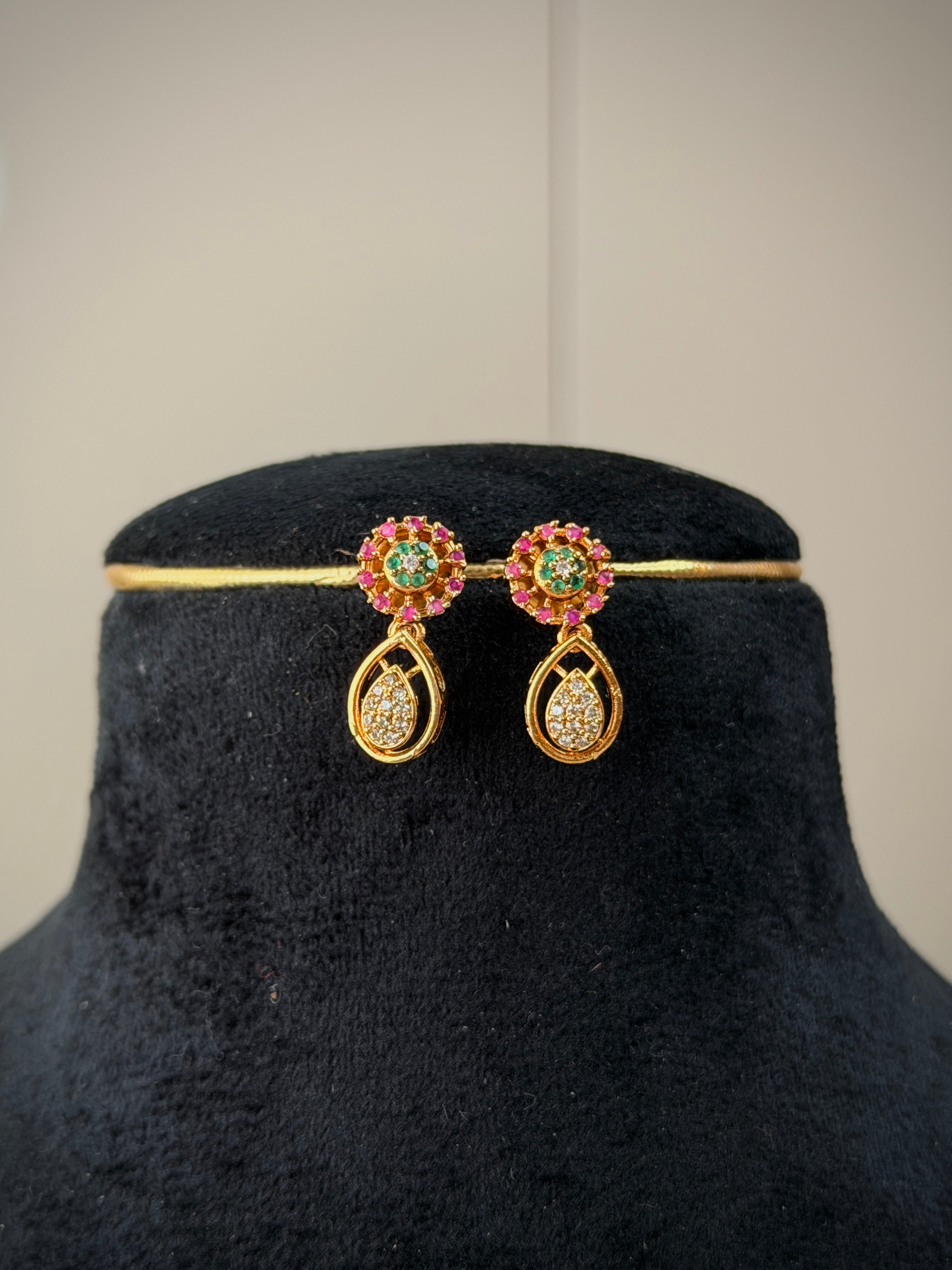 CZ Teardrop Short Necklace Set