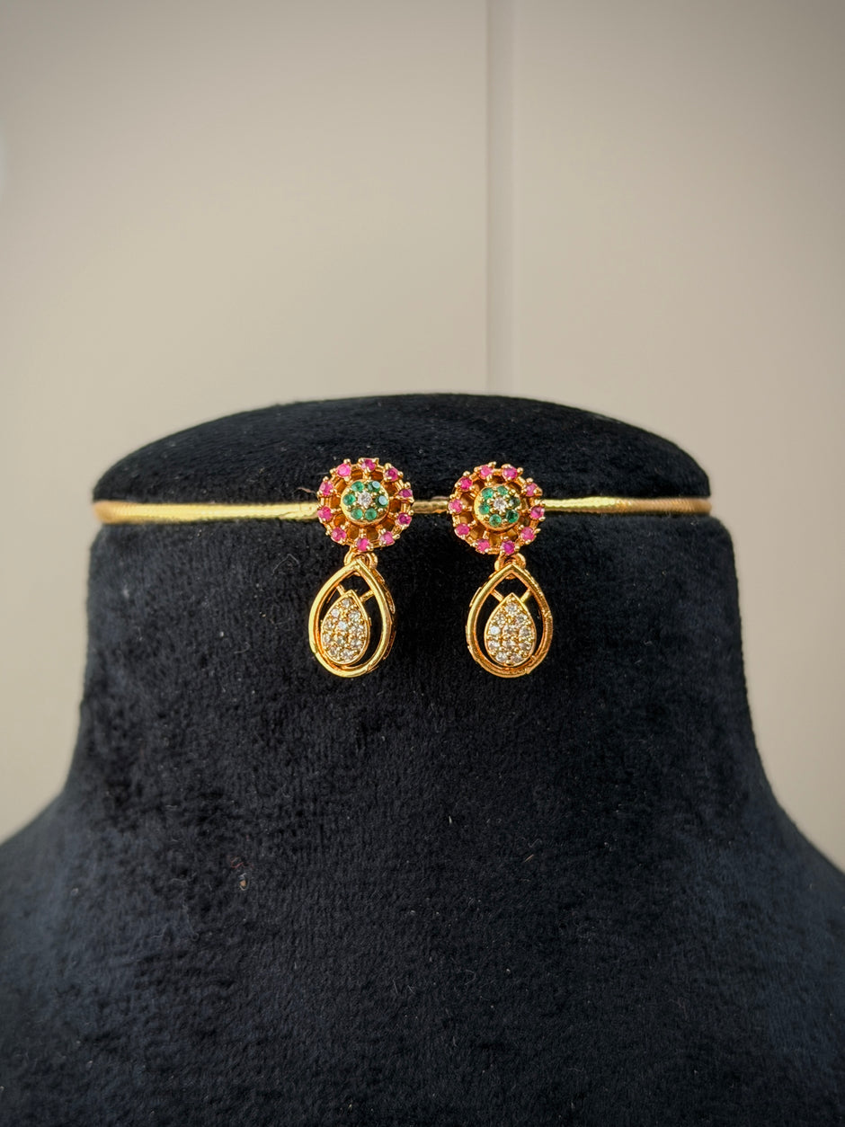 CZ Teardrop Short Necklace Set