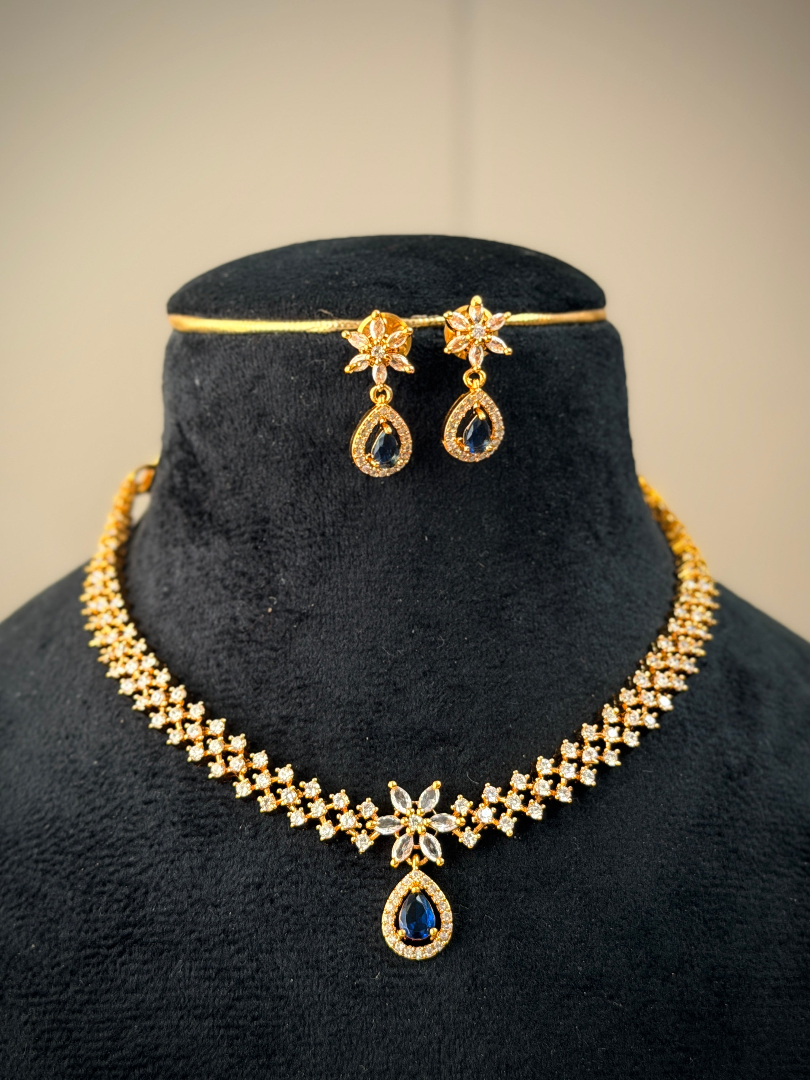 Elegant CZ Teardrop Necklace Set