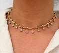 Tear Drop Stone Choker Necklace Set
