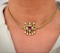 Ruby Emerald Stone Choker Necklace Set