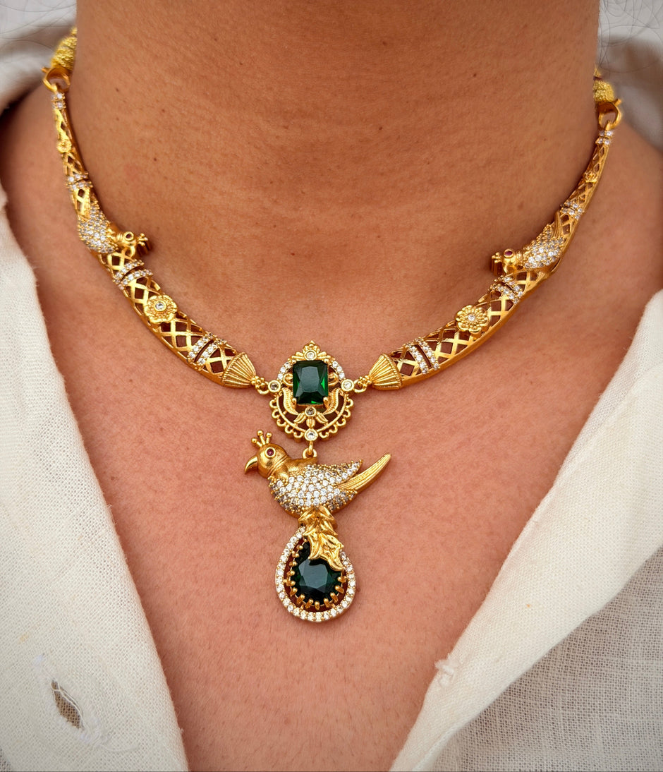 Elegant Peacock Motif Necklace Set