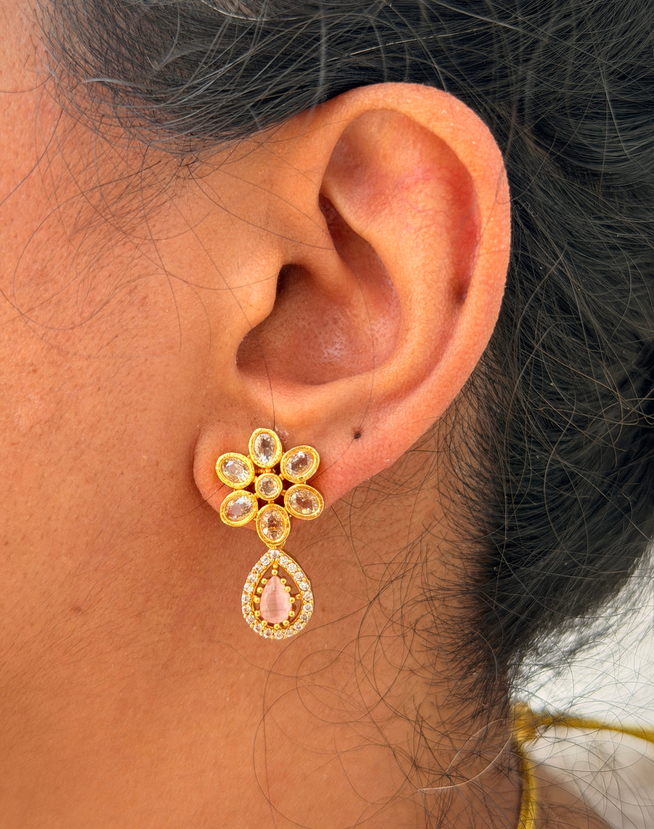 Pink TearDrop Bird Hasli Necklace Set