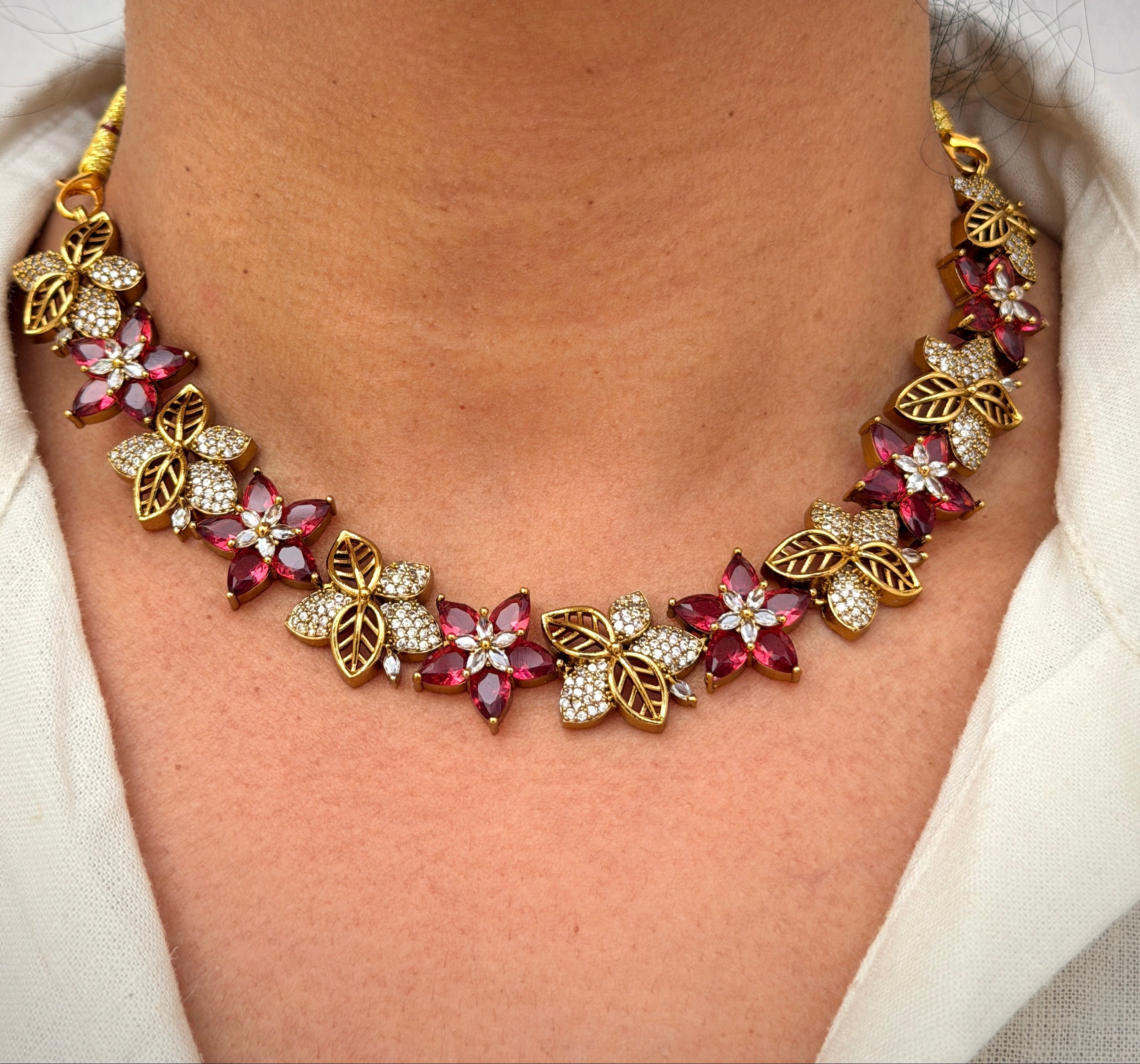 Blossom Crystal Flower Necklace Set
