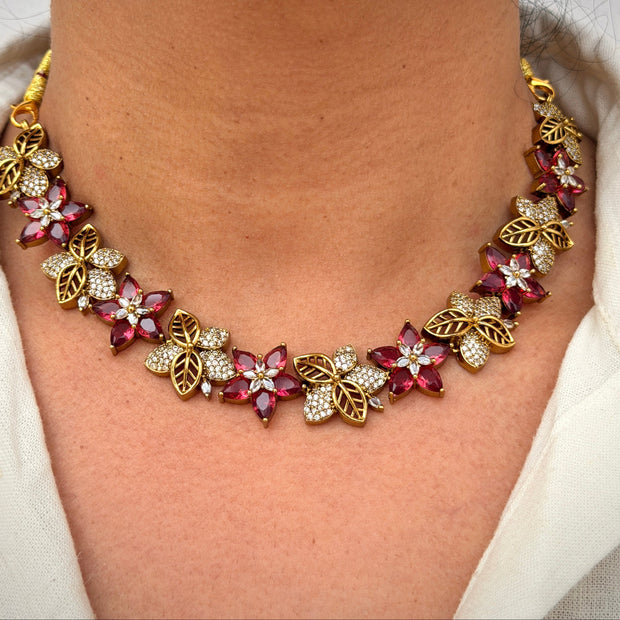 Blossom Crystal Flower Necklace Set