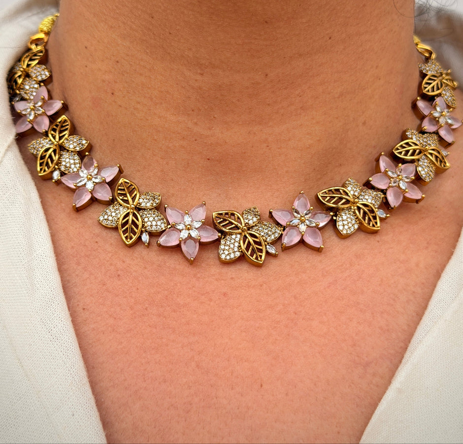 Blossom Crystal Flower Necklace Set