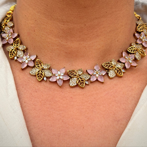 Blossom Crystal Flower Necklace Set