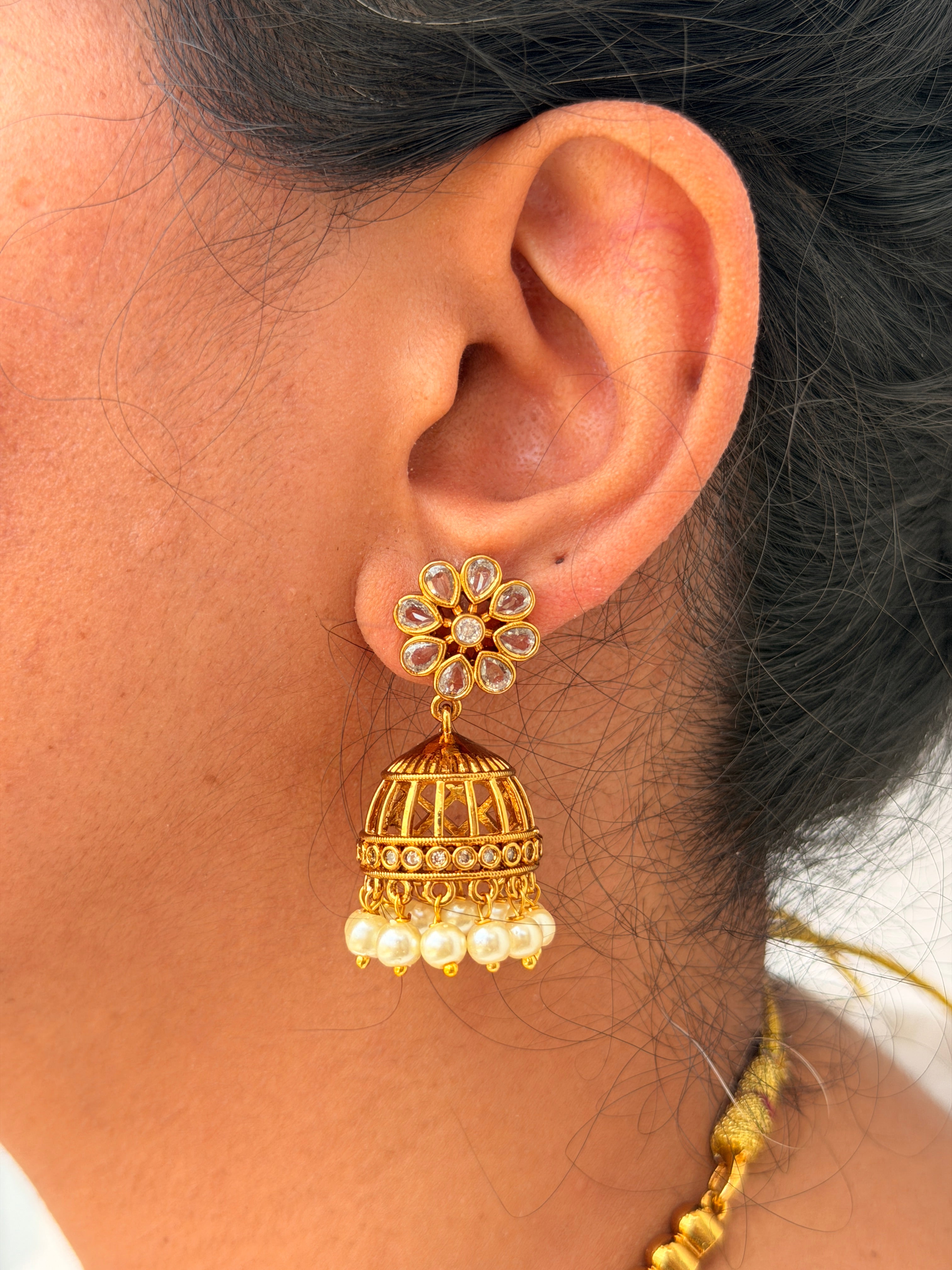 Designer Green Stone Jhumka Necklace Set