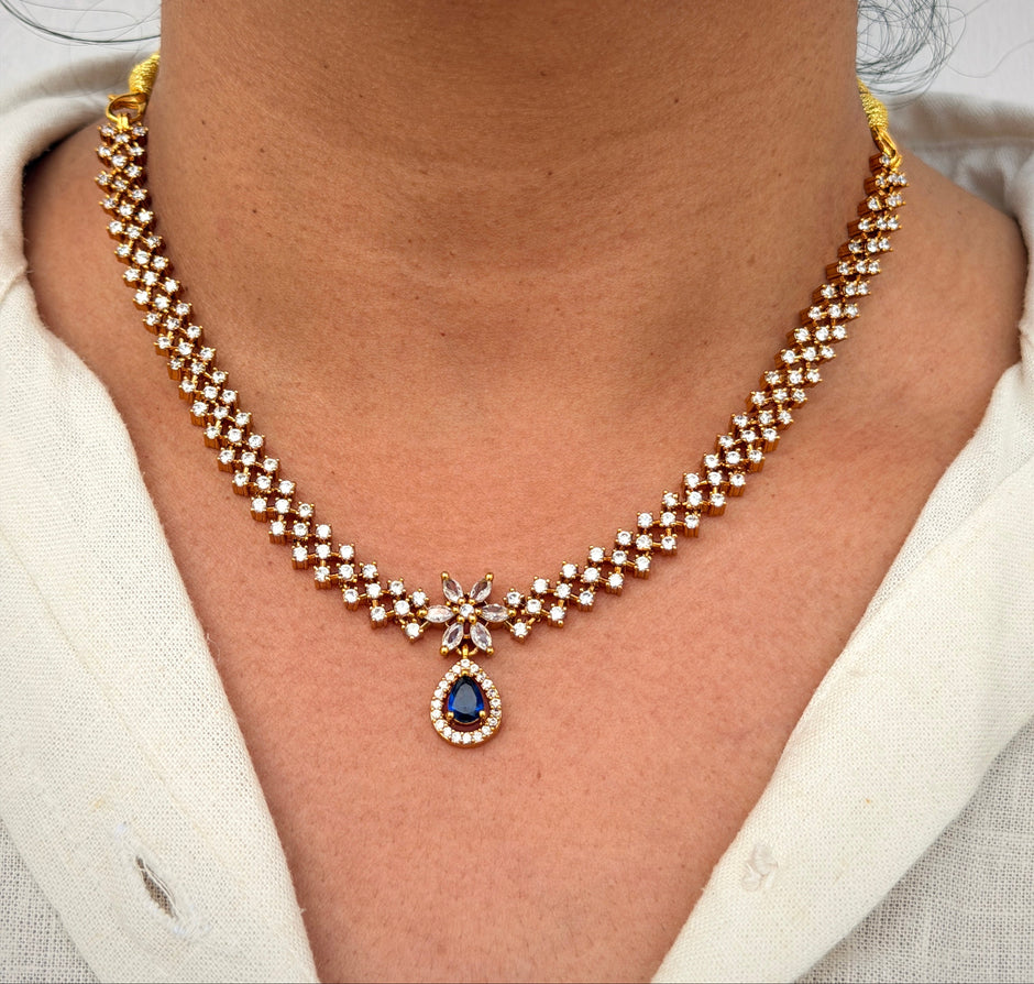 Elegant CZ Teardrop Necklace Set
