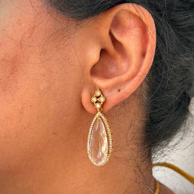 Smoky CZ Teardrop Necklace Set