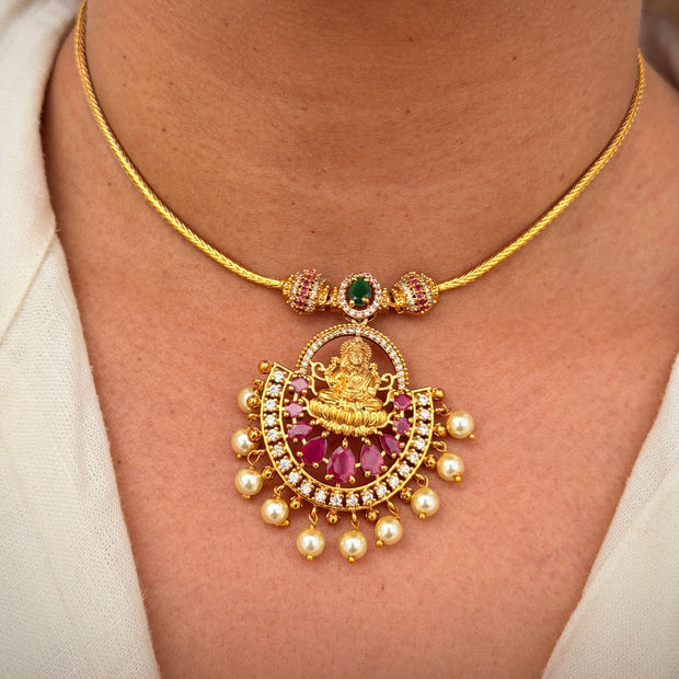 Lakshmi Ruby Pearldrop Necklace Set