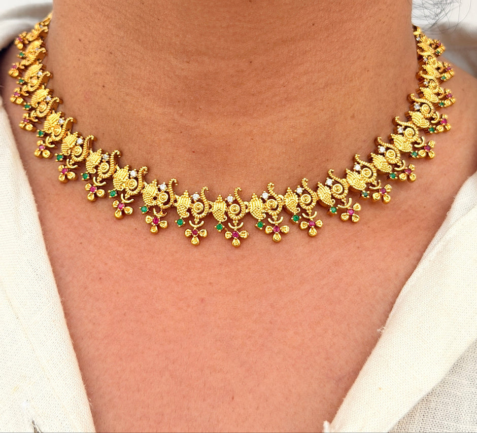 Antique Gold Floral Necklace Set