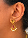 Ruby Pearl Drop Lakshmi Temple Necklace Set