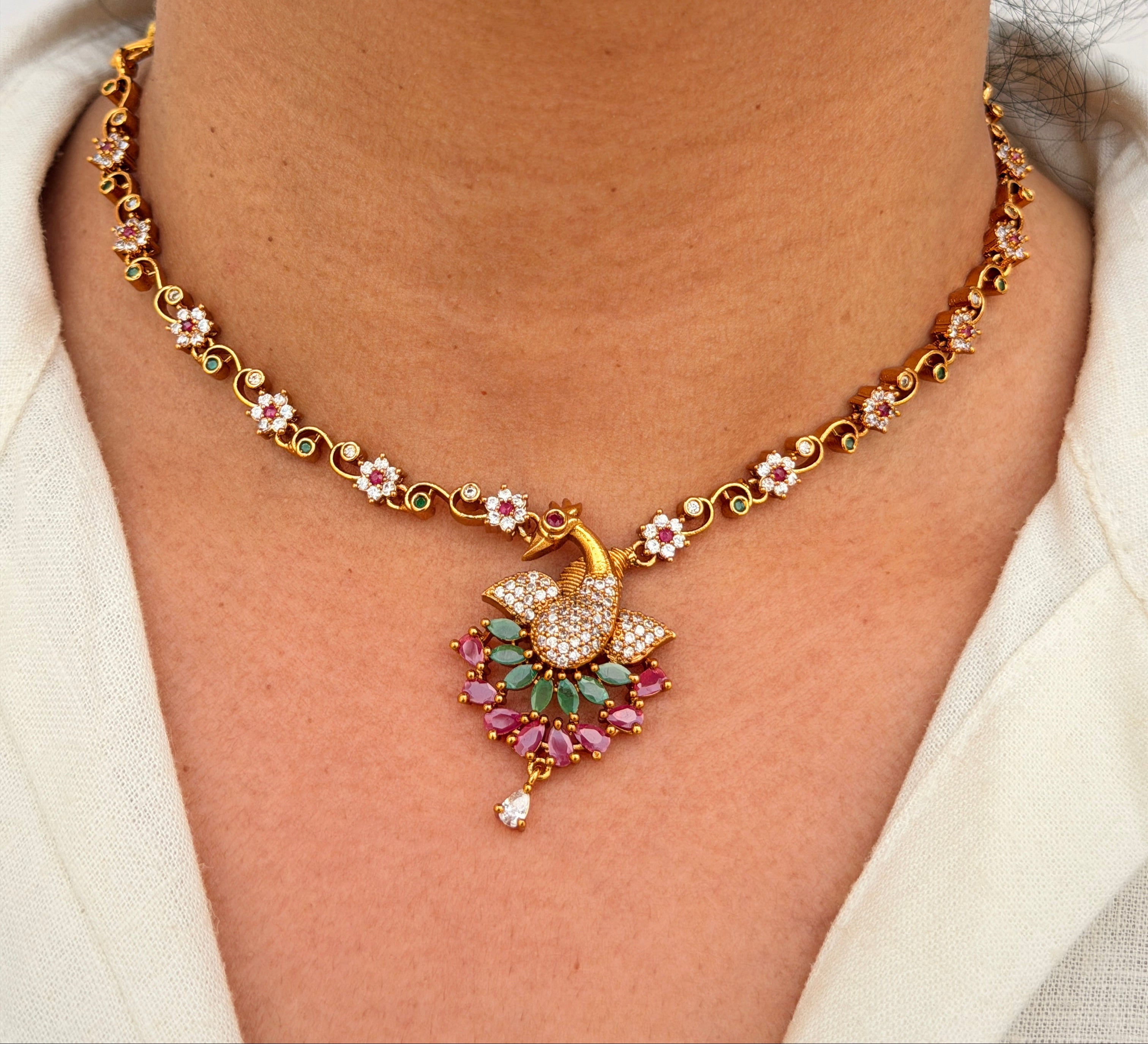 Royal Peacock Choker Necklace Set