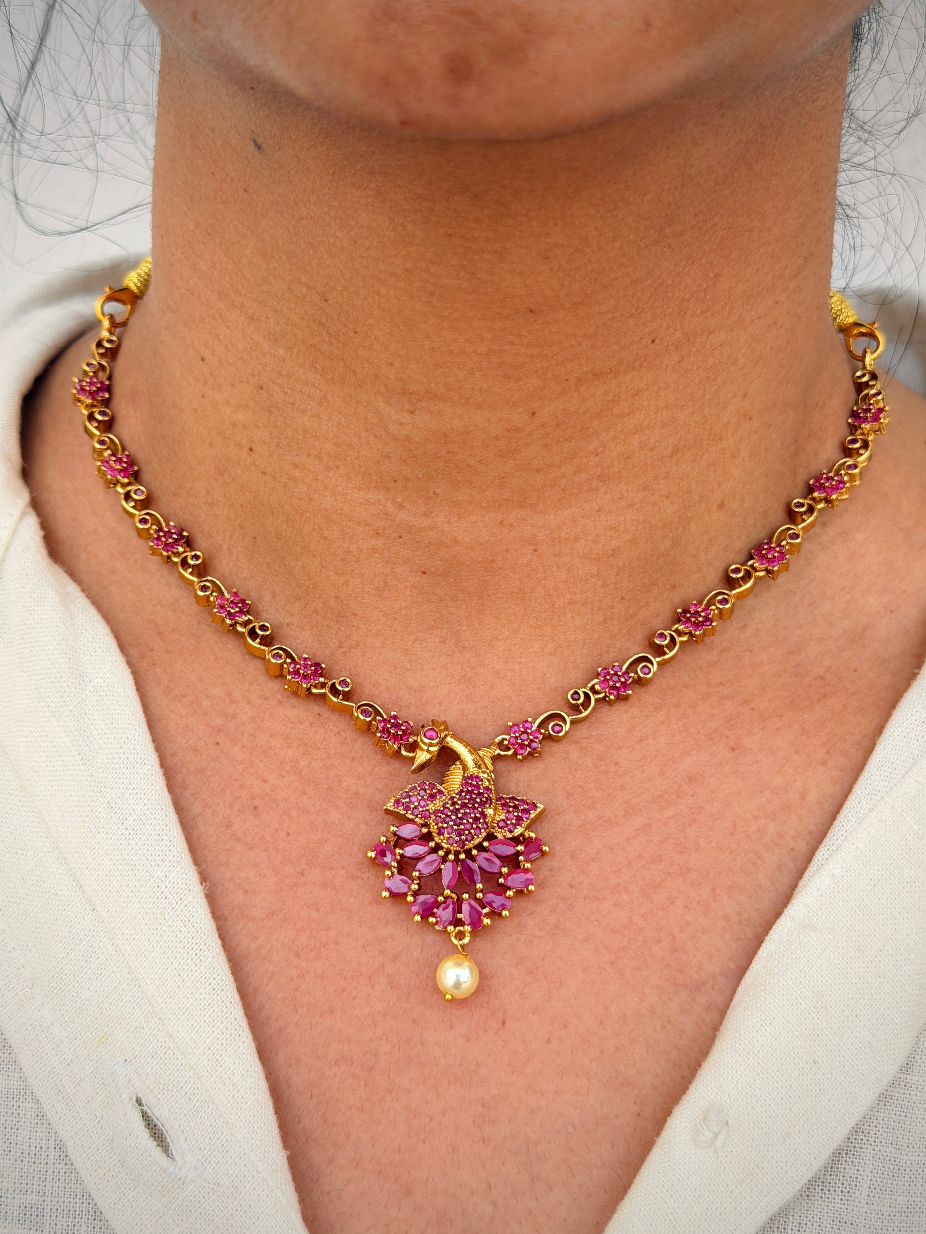 Royal Peacock With Pearl Necklace Set