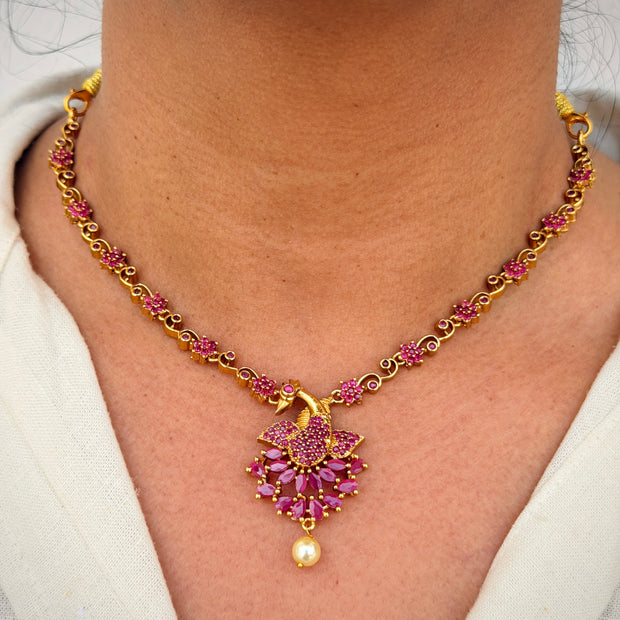 Royal Peacock With Pearl Necklace Set