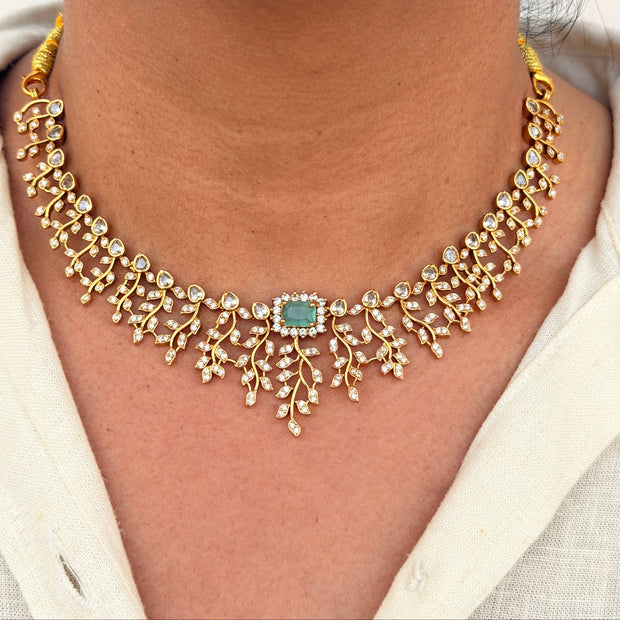 Designer Stone Leaf Necklace Set