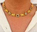 Elephant Motif Green Stone Necklace Set