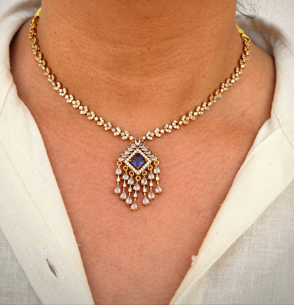 Purple Sunburst Short Necklace Set