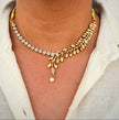 Classic Pearl Leaf Choker Necklace Set