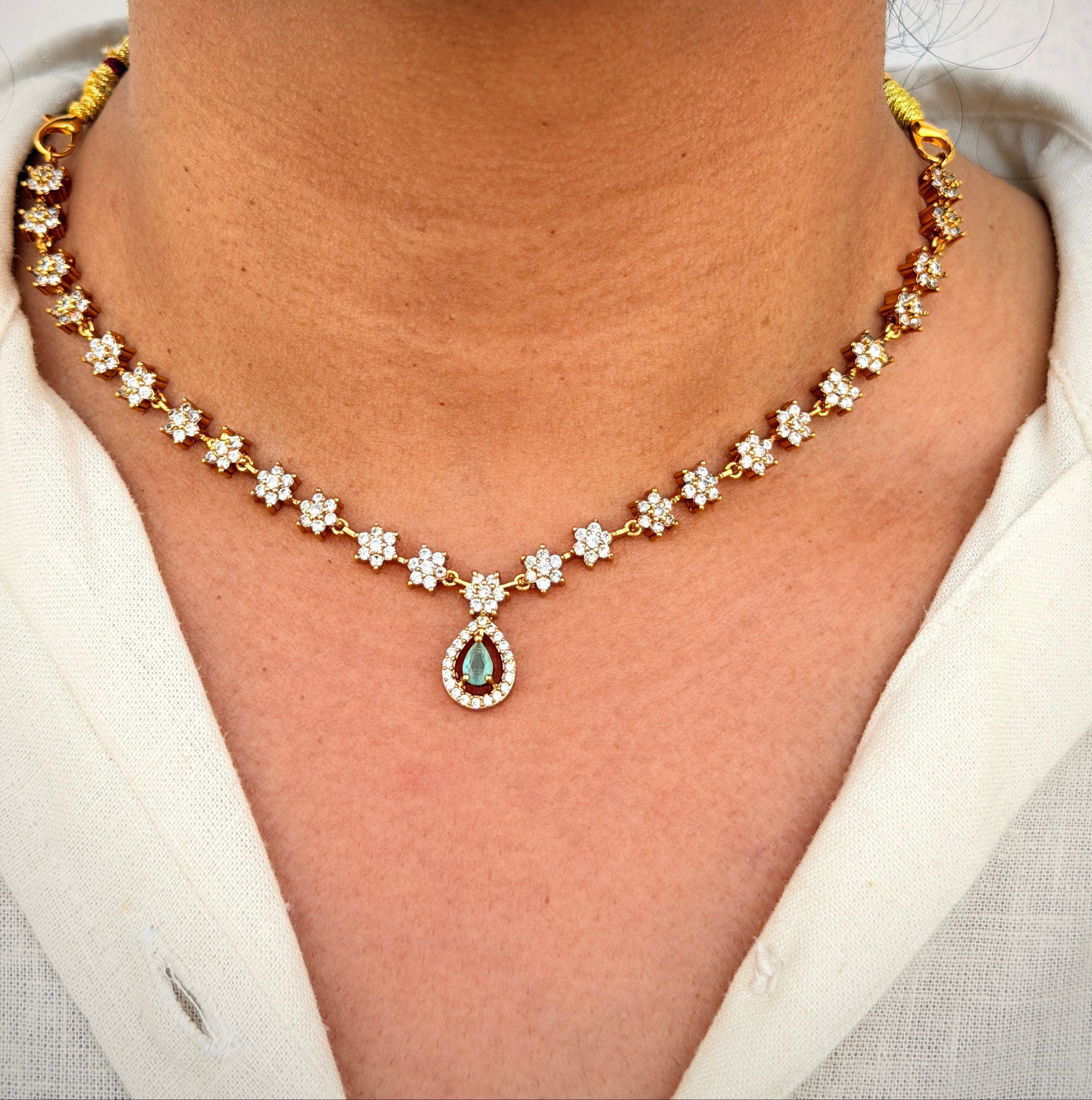 Mint Green Starburst Teardrop Necklace Set