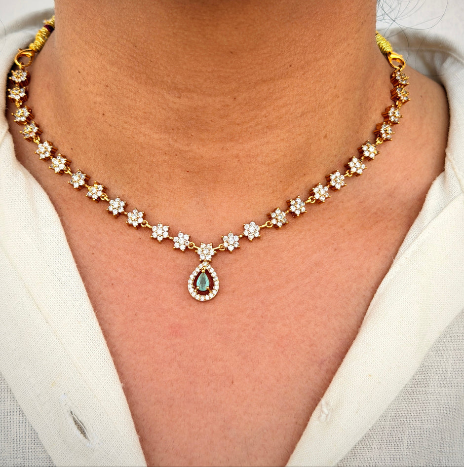 Mint Green Starburst Teardrop Necklace Set