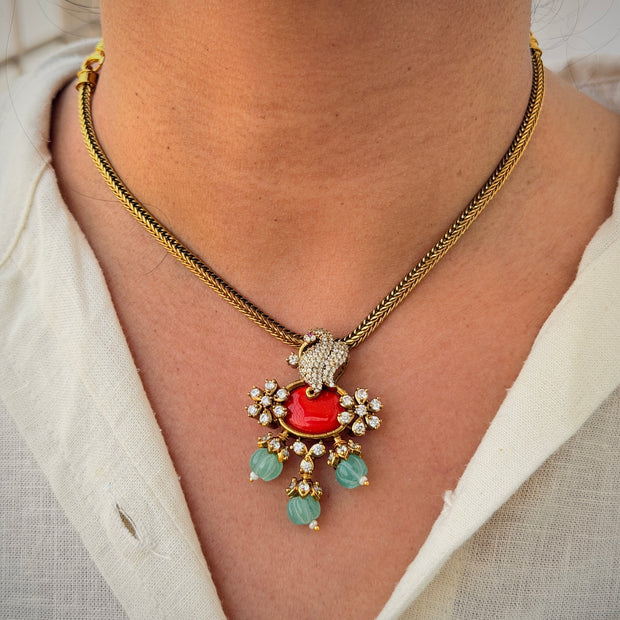 Elegant Stone Drop Necklace Set