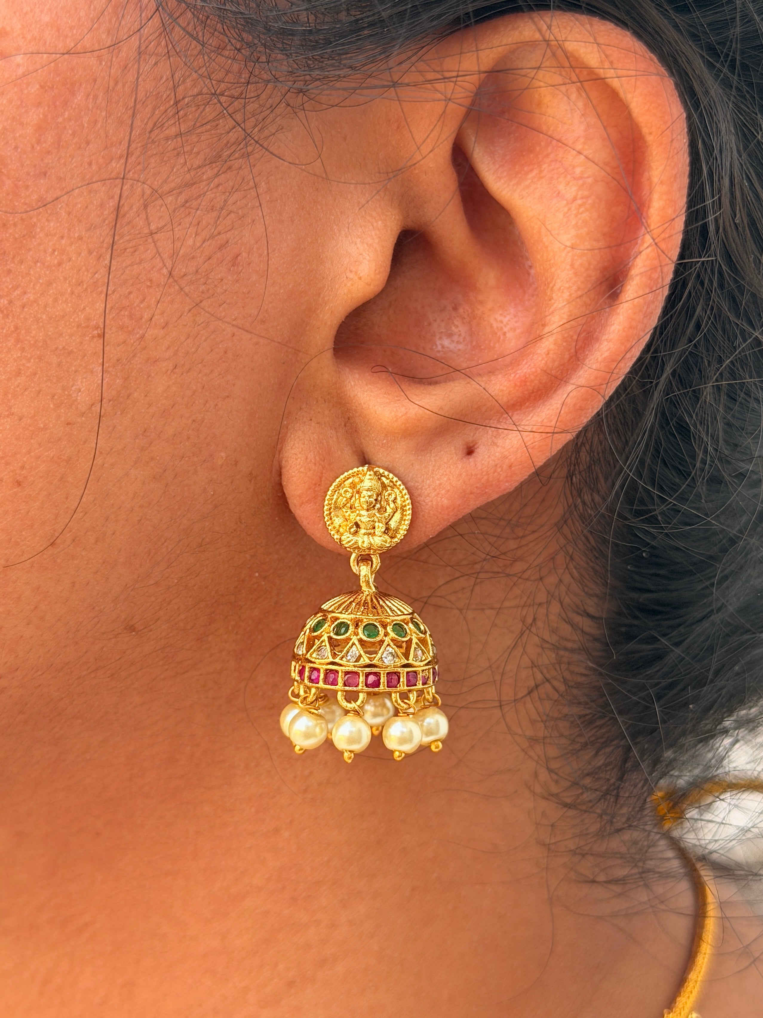 Festive Temple Pearl Necklace Set